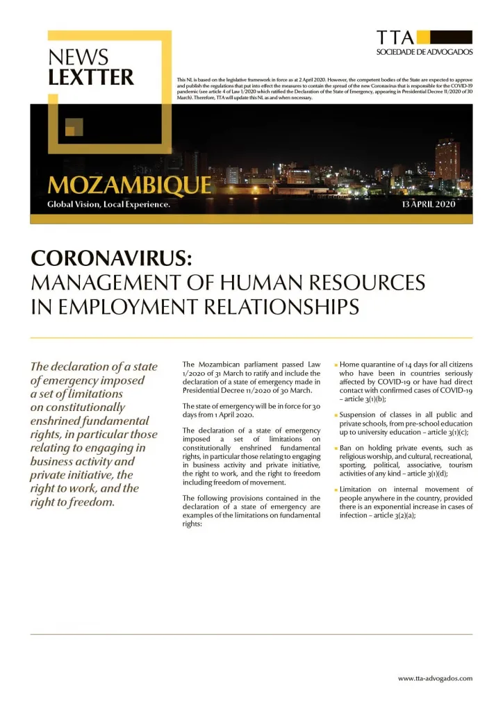 CORONAVIRUS: Management of Human Resources in Employment Relationships