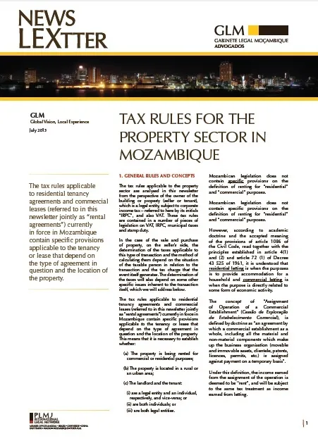 Mozambique - Tax Rules for the Property Sector in Mozambique