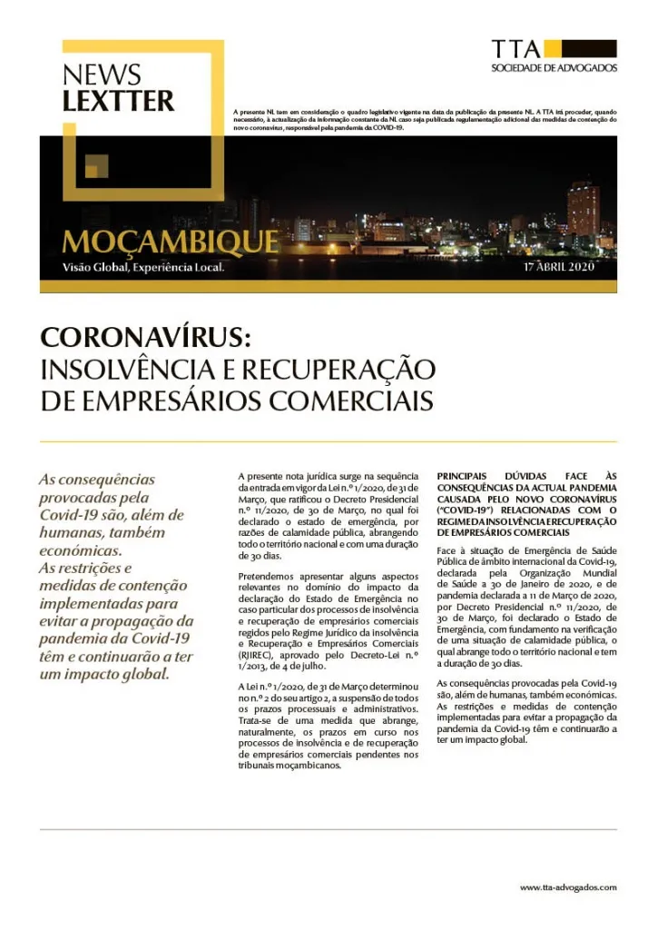 CORONAVÍRUS: Insolvência e Recuperação de Empresários Comerciais