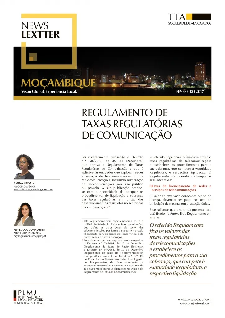 Regulamento de Taxas Regulatórias de Comunicação