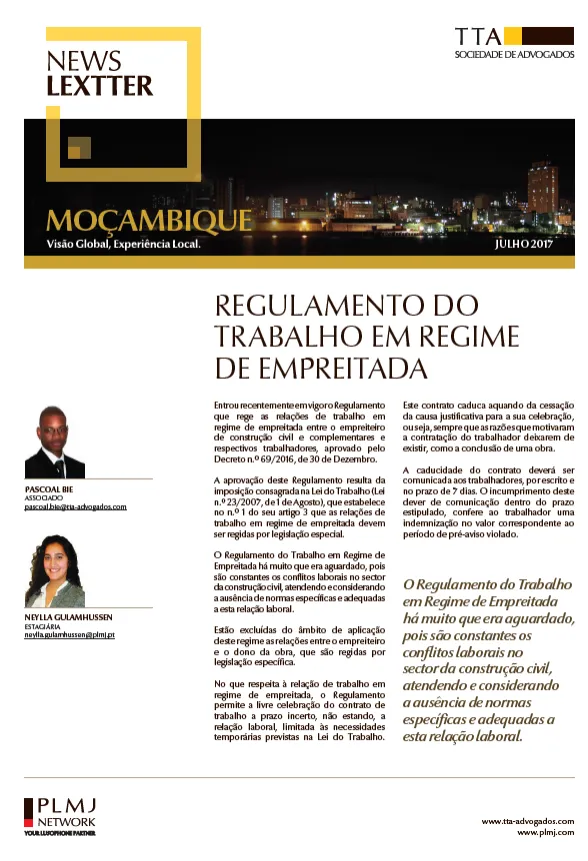 Regulamento do Trabalho em Regime de Empreitada