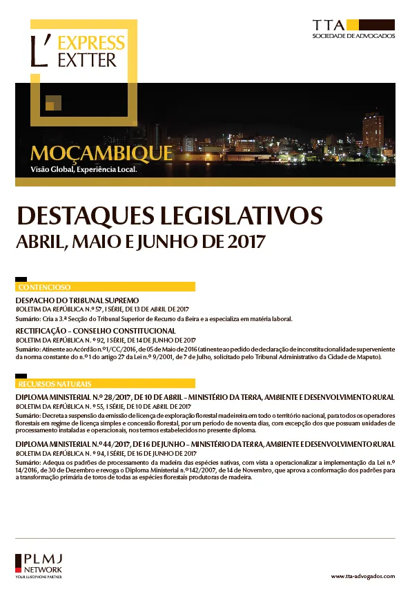 Destaques Legislativos de Abril, Maio e Junho de 2017