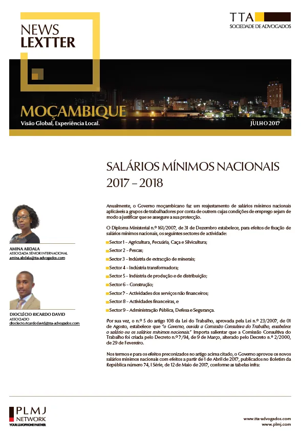 Salários Mínimos Nacionais 2017-2018