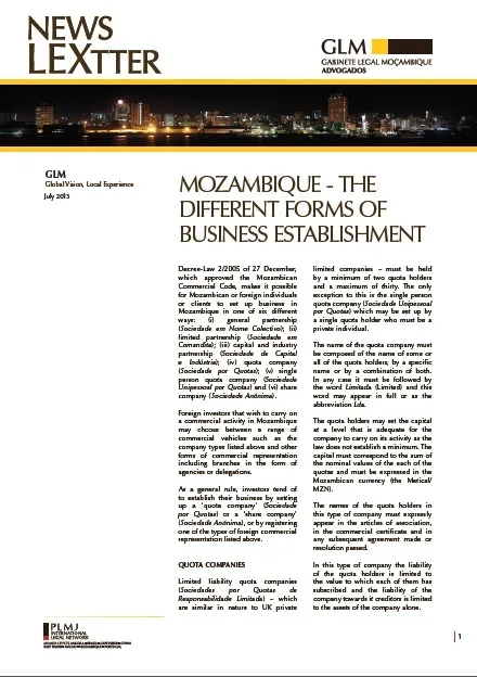 Mozambique - The different forms of business establishment