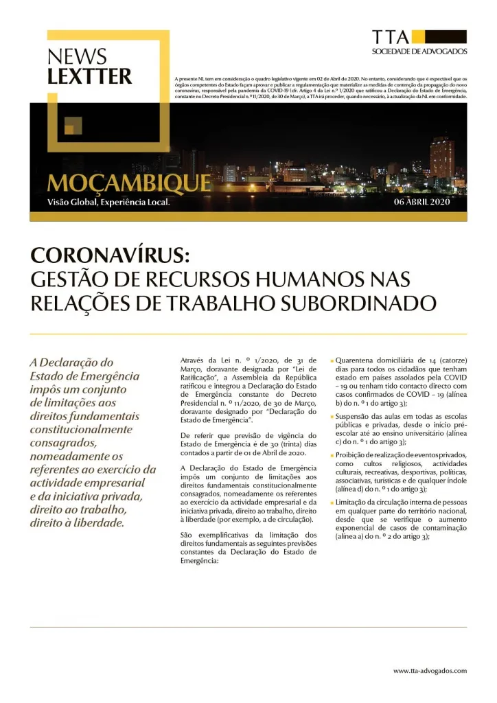 CORONAVÍRUS: Gestão de Recursos Humanos nas Relações de Trabalho Subordinado