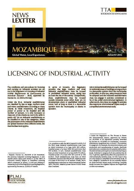 Licensing of Industrial Activity