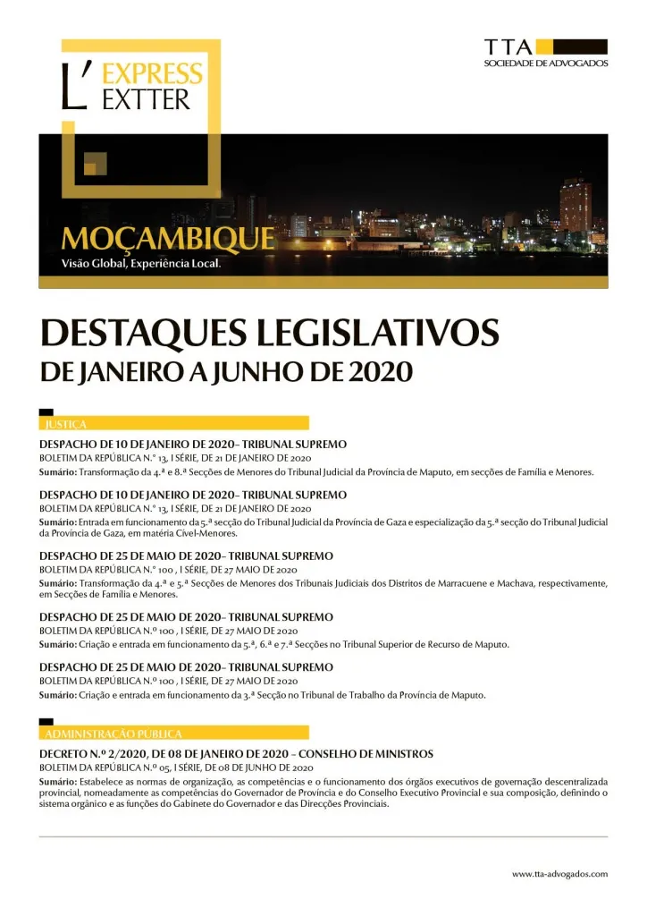 Destaques Legislativos de Janeiro a Junho de 2020