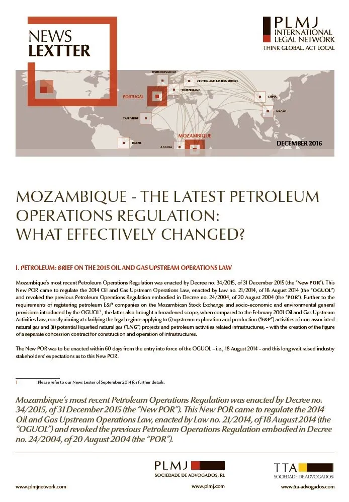 Mozambique - The latest petroleum operations regulation: What effectively changed?
