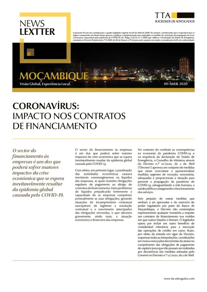 CORONAVÍRUS: Impacto nos Contratos de  Financiamento