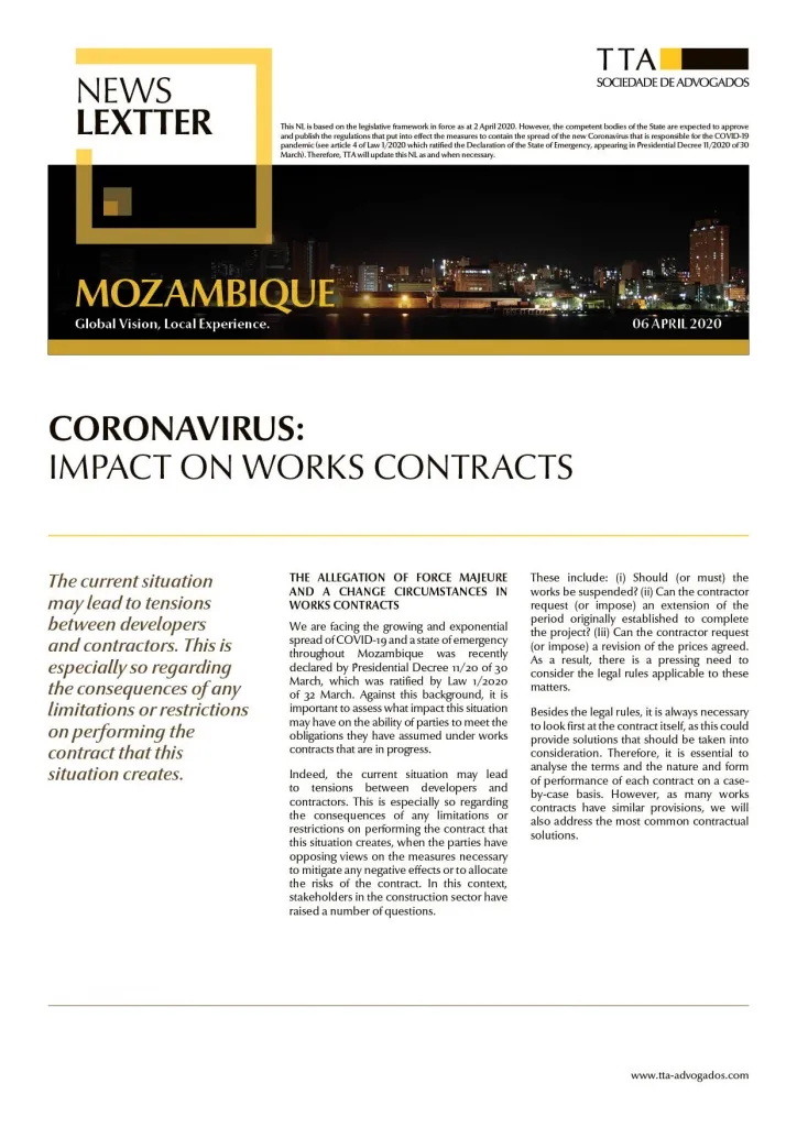 CORONAVIRUS: Impact on Work Contracts