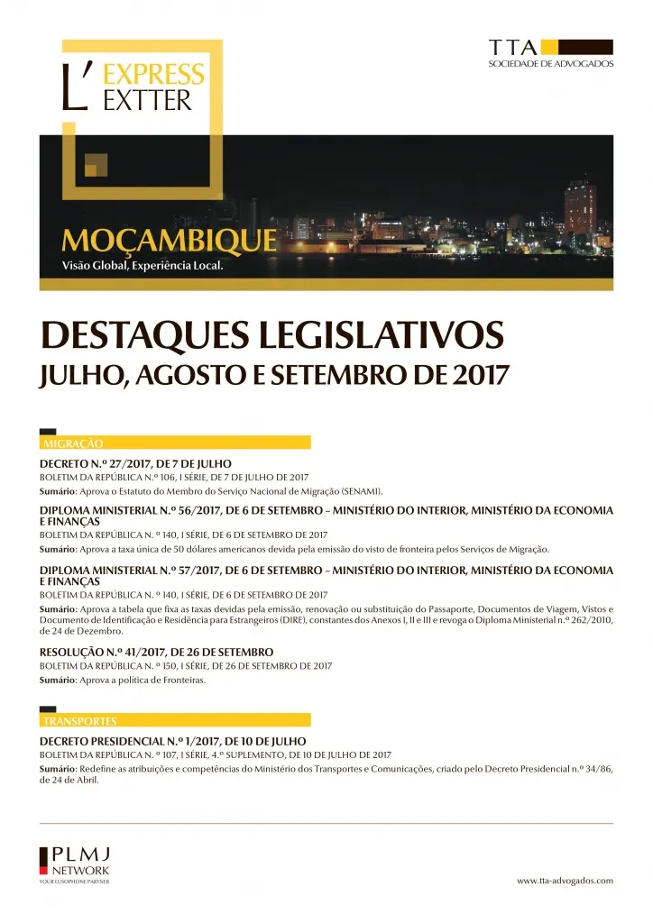 Destaques legislativos Julho, Agosto e Setembro de 2017