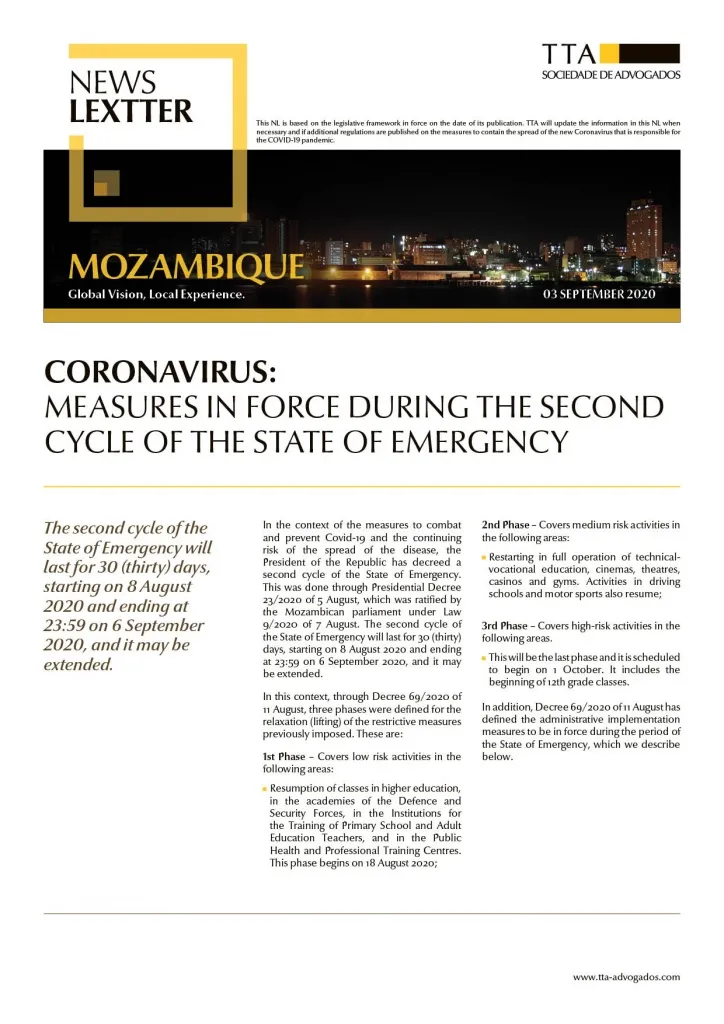 CORONAVIRUS: Measures in Force During the Second Cycle of the State of Emergency