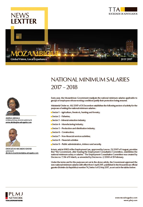 National Minimum Salaries 2017 - 2018