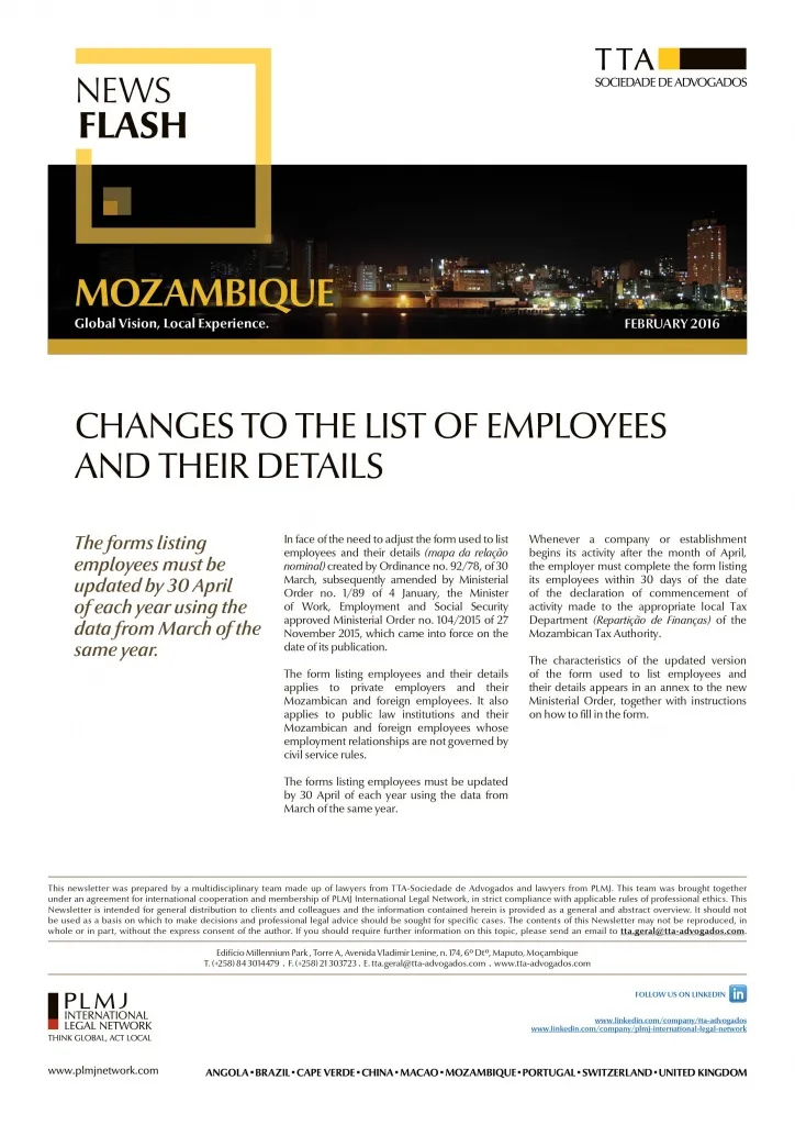 Changes to the list of employees and their details