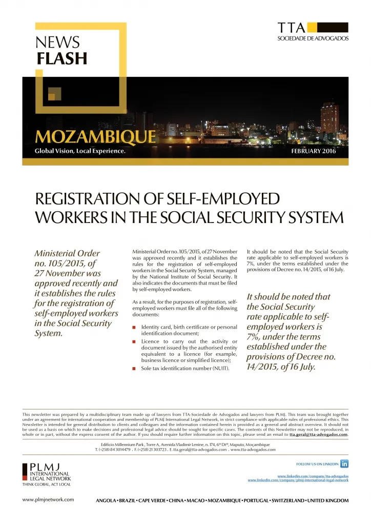 Registration of self-employed workers in the Social Security System