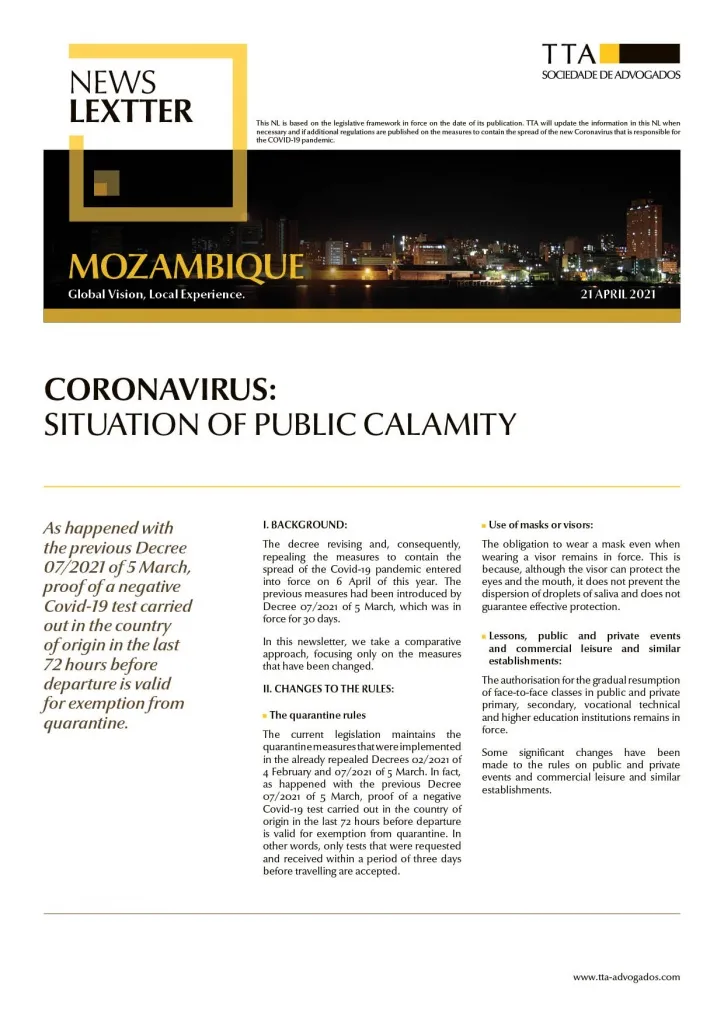 CORONAVIRUS: Situation of Public Calamity