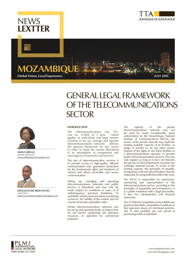 General Legal Framework of the Telecommunications Sector 