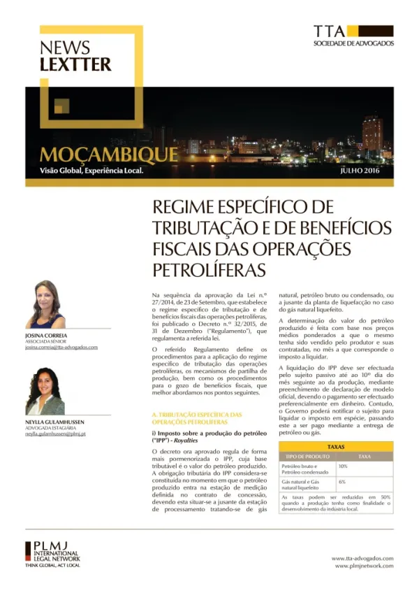 Regime Específico de Tributação e de Benefícios Fiscais das Operações Petrolíferas