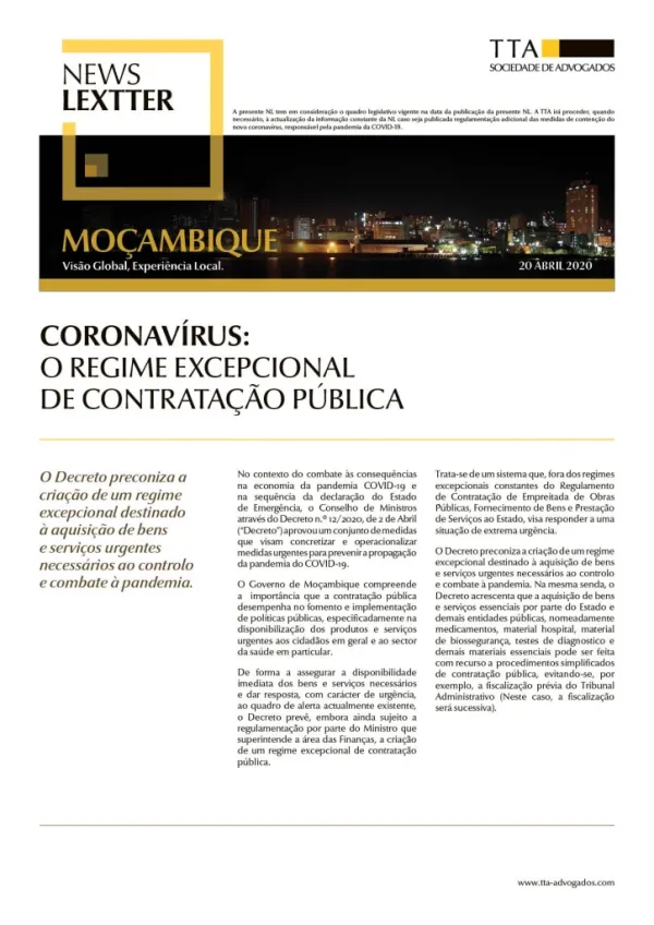 CORONAVÍRUS: O Regime Excepcional de Contratação Pública