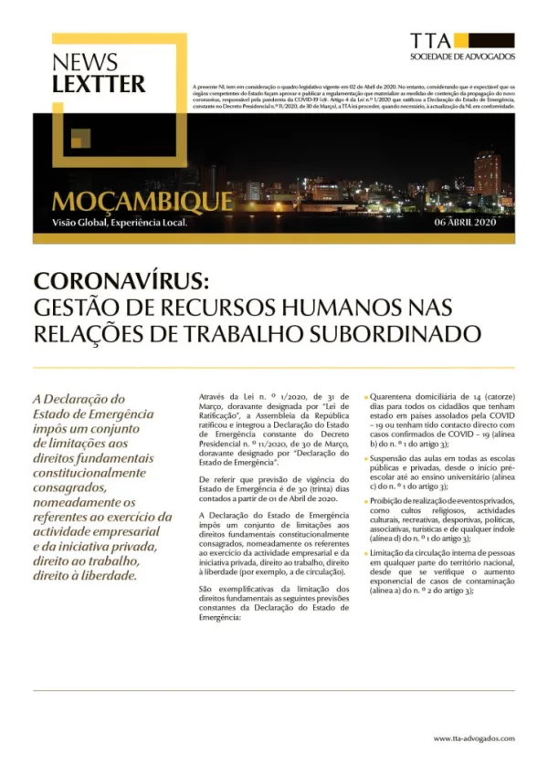 CORONAVÍRUS: Gestão de Recursos Humanos nas Relações de Trabalho Subordinado