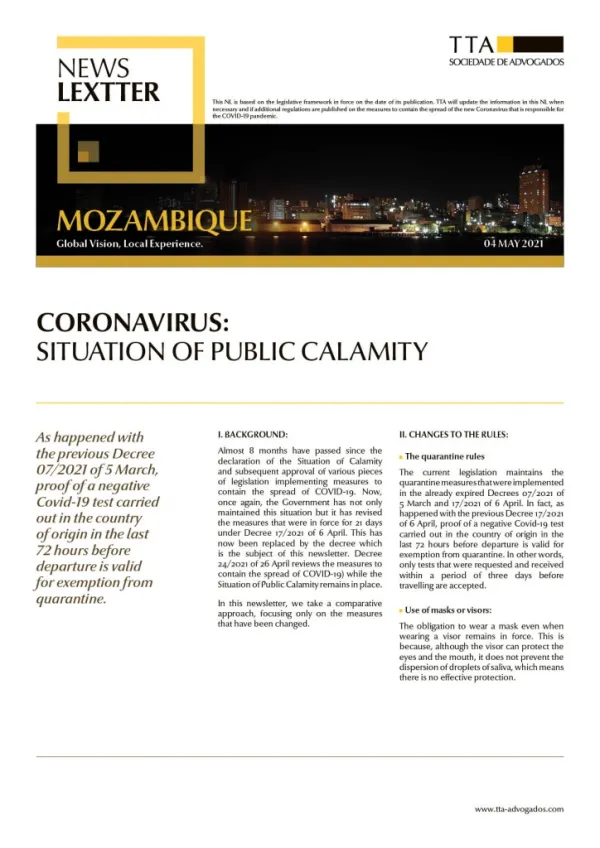 CORONAVIRUS: Situation of Public Calamity